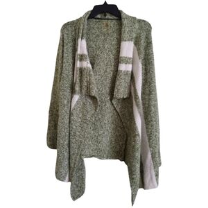 Soybu green and white striped colorblock knit cardigan wrap cotton blend…